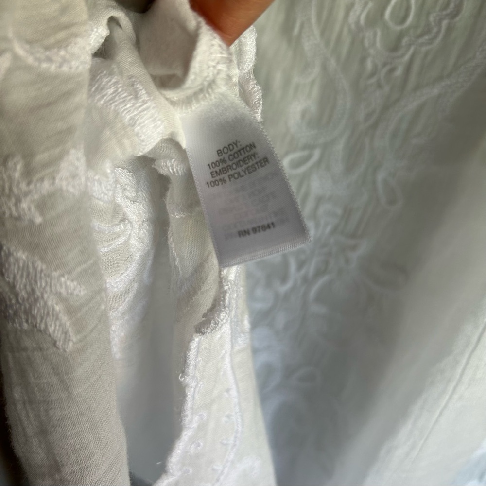 J. Jill White Relaxed Embroidered Blouse - Picture 7 of 8